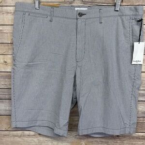 Goodfellow Grey & White Linden Pin‎ Stripe Flat Front Adjustable Waist Shorts 50